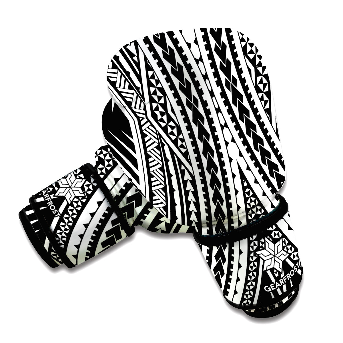 Black And White Maori Tattoo Print Boxing Gloves