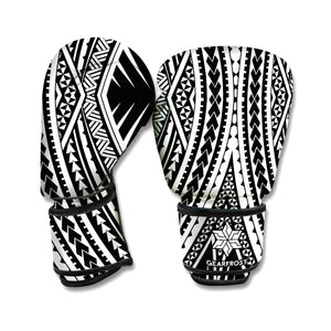 Black And White Maori Tattoo Print Boxing Gloves