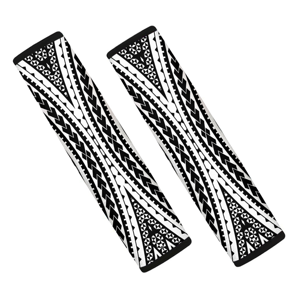 Black And White Maori Tattoo Print Car Seat Belt Covers