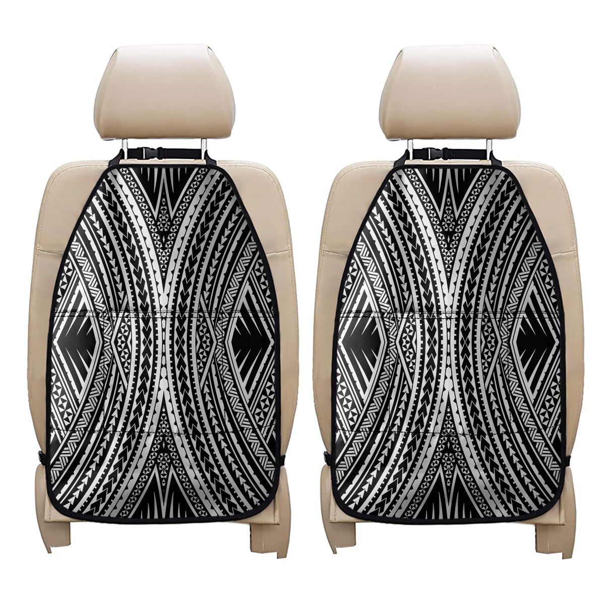 Black And White Maori Tattoo Print Car Seat Organizers