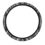 Black And White Maori Tattoo Print Car Steering Wheel Cover