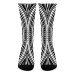 Black And White Maori Tattoo Print Crew Socks