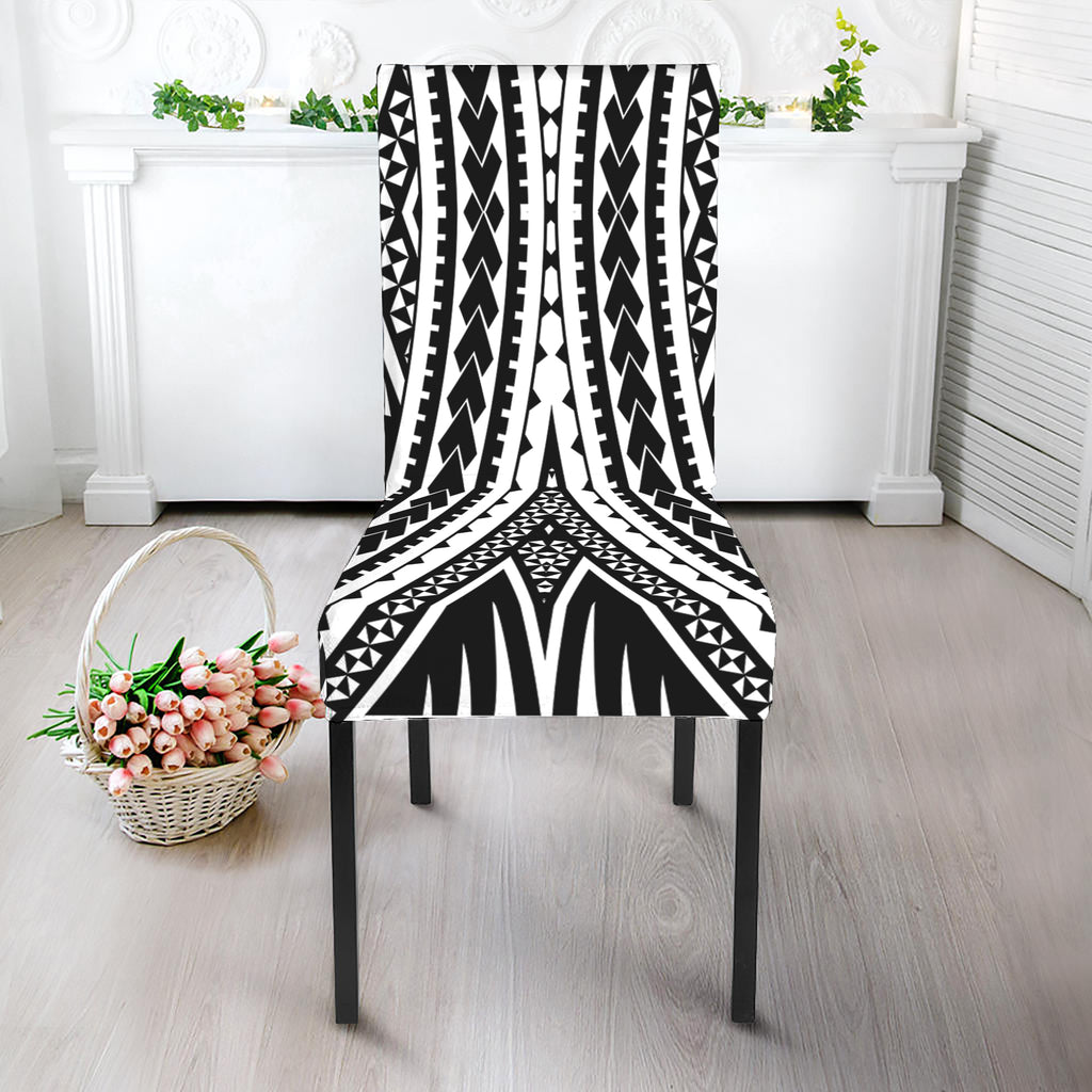 Black And White Maori Tattoo Print Dining Chair Slipcover