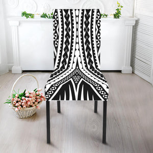 Black And White Maori Tattoo Print Dining Chair Slipcover