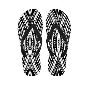Black And White Maori Tattoo Print Flip Flops
