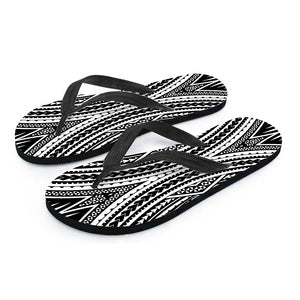 Black And White Maori Tattoo Print Flip Flops