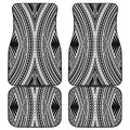 Black And White Maori Tattoo Print Front and Back Car Floor Mats