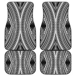 Black And White Maori Tattoo Print Front and Back Car Floor Mats