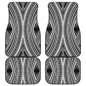 Black And White Maori Tattoo Print Front and Back Car Floor Mats