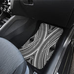 Black And White Maori Tattoo Print Front and Back Car Floor Mats