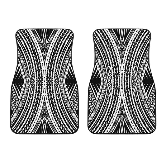 Black And White Maori Tattoo Print Front Car Floor Mats