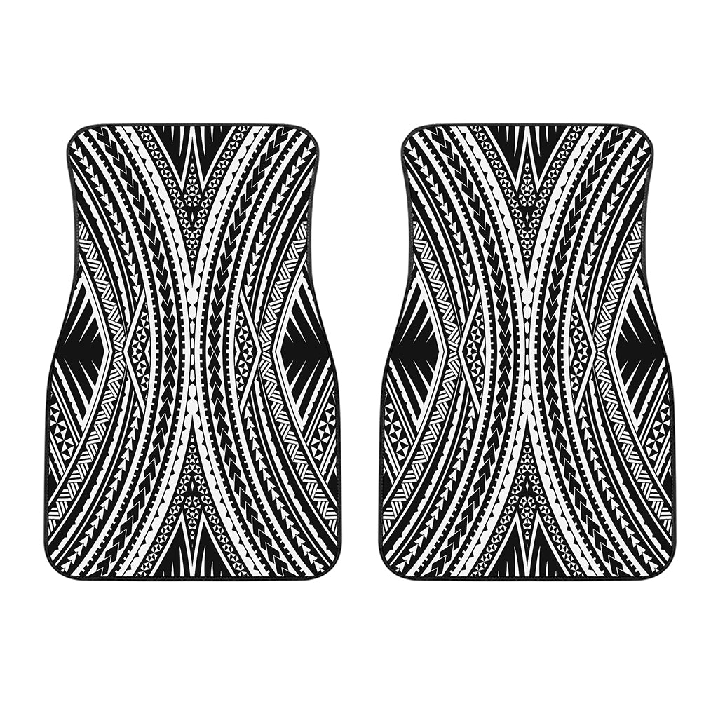 Black And White Maori Tattoo Print Front Car Floor Mats