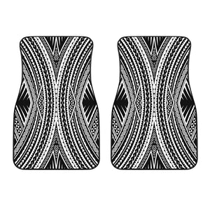 Black And White Maori Tattoo Print Front Car Floor Mats