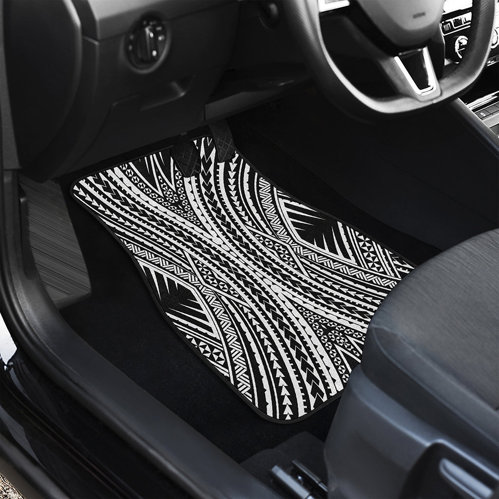 Black And White Maori Tattoo Print Front Car Floor Mats