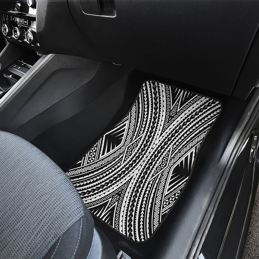 Black And White Maori Tattoo Print Front Car Floor Mats