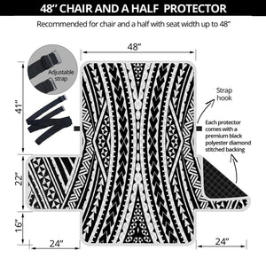 Black And White Maori Tattoo Print Half Sofa Protector