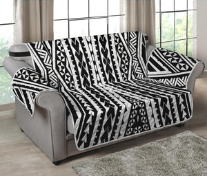 Black And White Maori Tattoo Print Loveseat Protector