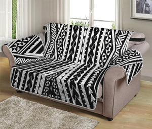 Black And White Maori Tattoo Print Loveseat Protector