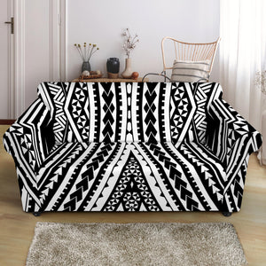 Black And White Maori Tattoo Print Loveseat Slipcover