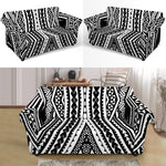 Black And White Maori Tattoo Print Loveseat Slipcover