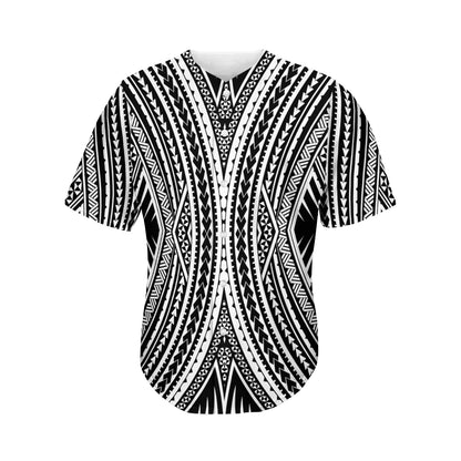 Black And White Maori Tattoo Print Men's Baseball Jersey