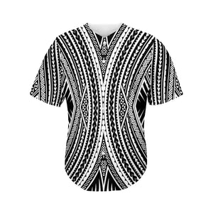 Black And White Maori Tattoo Print Men's Baseball Jersey