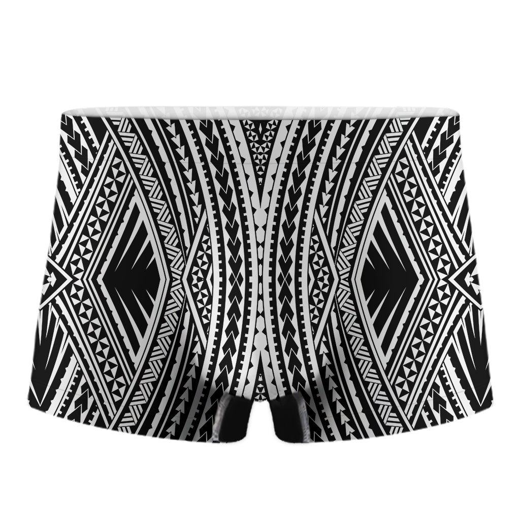 Black And White Maori Tattoo Print Men's Boxer Briefs