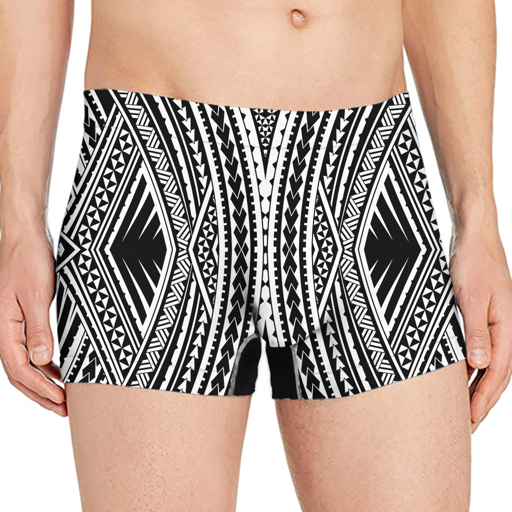 Black And White Maori Tattoo Print Men's Boxer Briefs