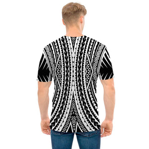 Black And White Maori Tattoo Print Men's T-Shirt