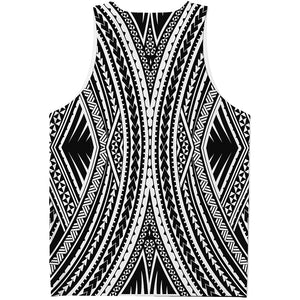 Black And White Maori Tattoo Print Men's Tank Top