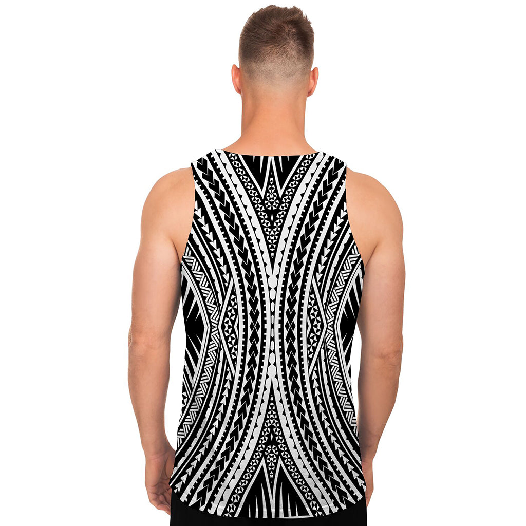 Black And White Maori Tattoo Print Men's Tank Top