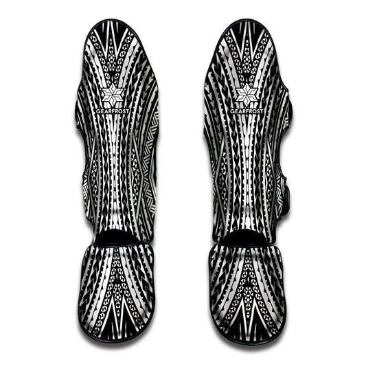 Black And White Maori Tattoo Print Muay Thai Shin Guard