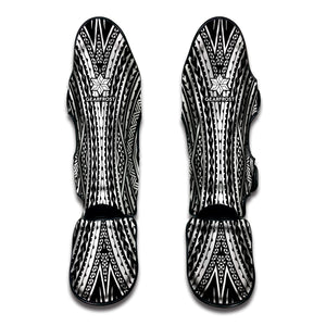 Black And White Maori Tattoo Print Muay Thai Shin Guard