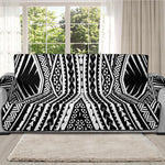 Black And White Maori Tattoo Print Oversized Sofa Protector