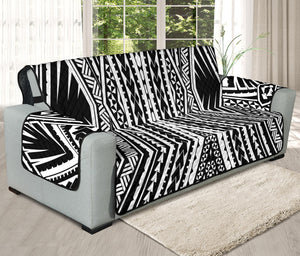 Black And White Maori Tattoo Print Oversized Sofa Protector