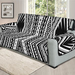 Black And White Maori Tattoo Print Oversized Sofa Protector