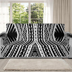 Black And White Maori Tattoo Print Oversized Sofa Protector