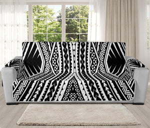 Black And White Maori Tattoo Print Oversized Sofa Protector