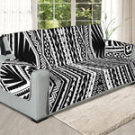 Black And White Maori Tattoo Print Oversized Sofa Protector