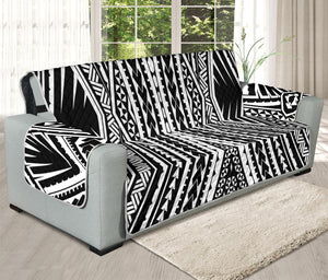 Black And White Maori Tattoo Print Oversized Sofa Protector