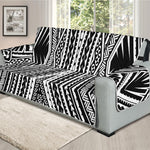 Black And White Maori Tattoo Print Oversized Sofa Protector