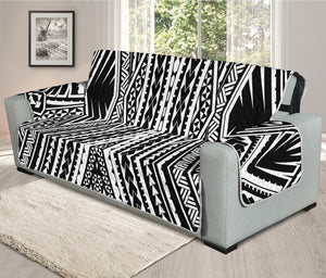 Black And White Maori Tattoo Print Oversized Sofa Protector