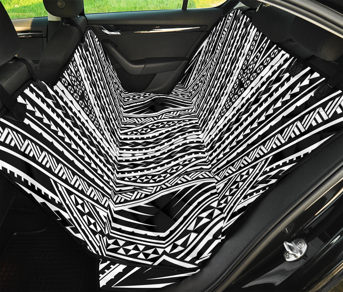 Black And White Maori Tattoo Print Pet Car Back Seat Cover