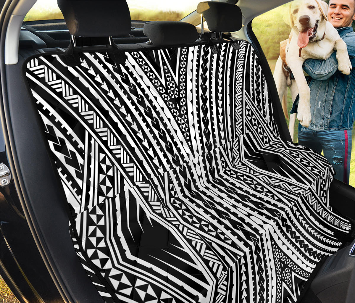 Black And White Maori Tattoo Print Pet Car Back Seat Cover
