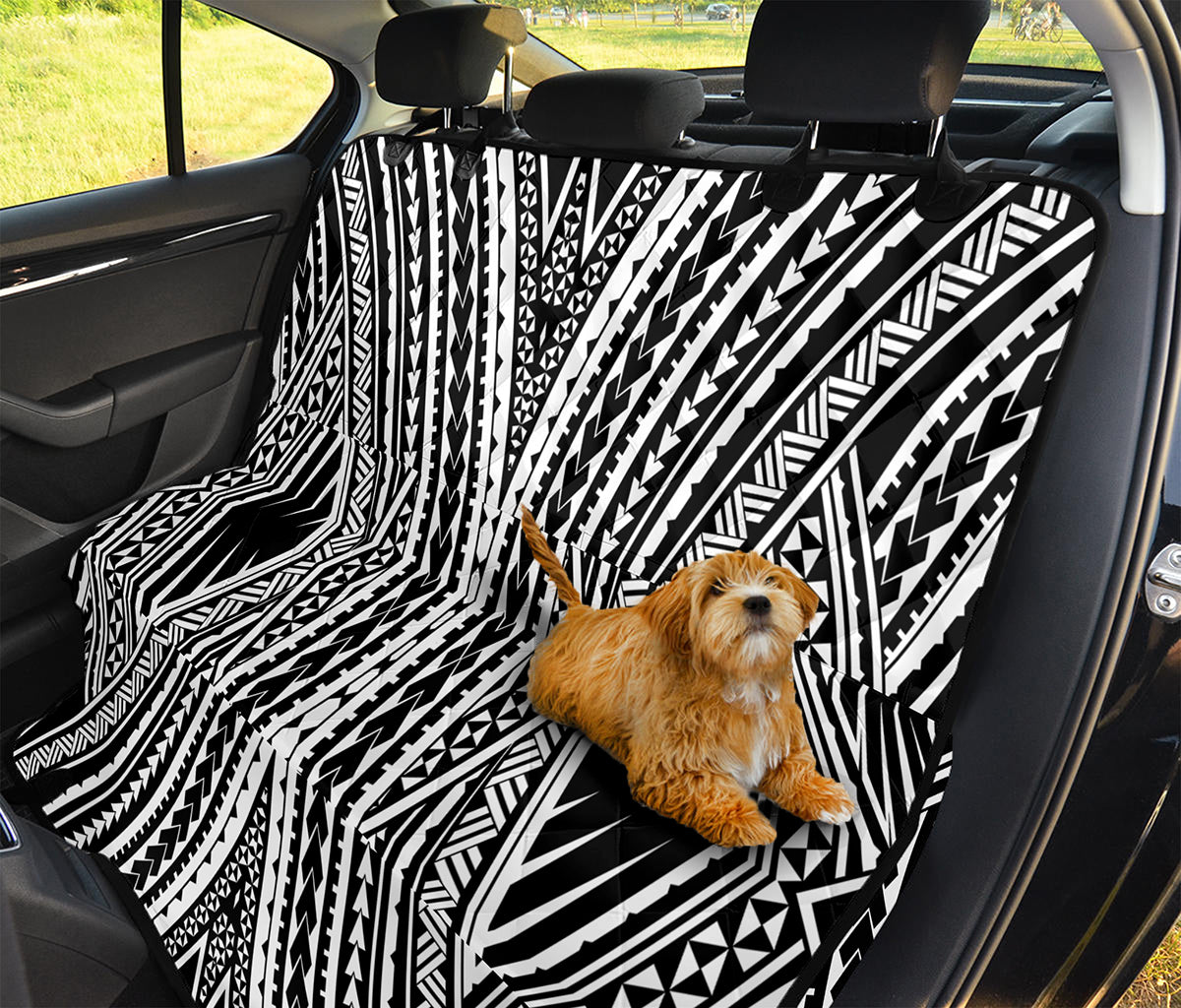 Black And White Maori Tattoo Print Pet Car Back Seat Cover