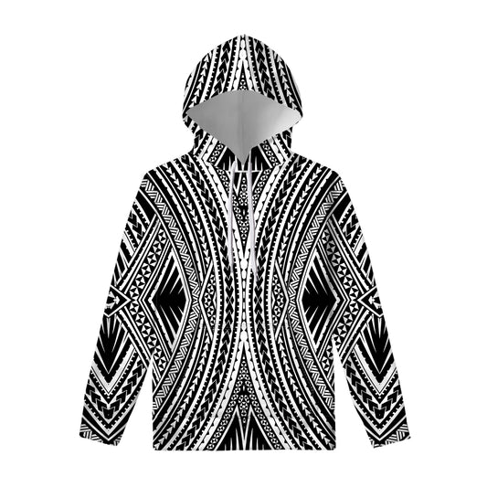 Black And White Maori Tattoo Print Pullover Hoodie