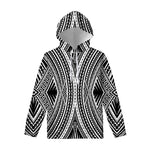 Black And White Maori Tattoo Print Pullover Hoodie