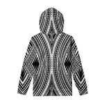 Black And White Maori Tattoo Print Pullover Hoodie