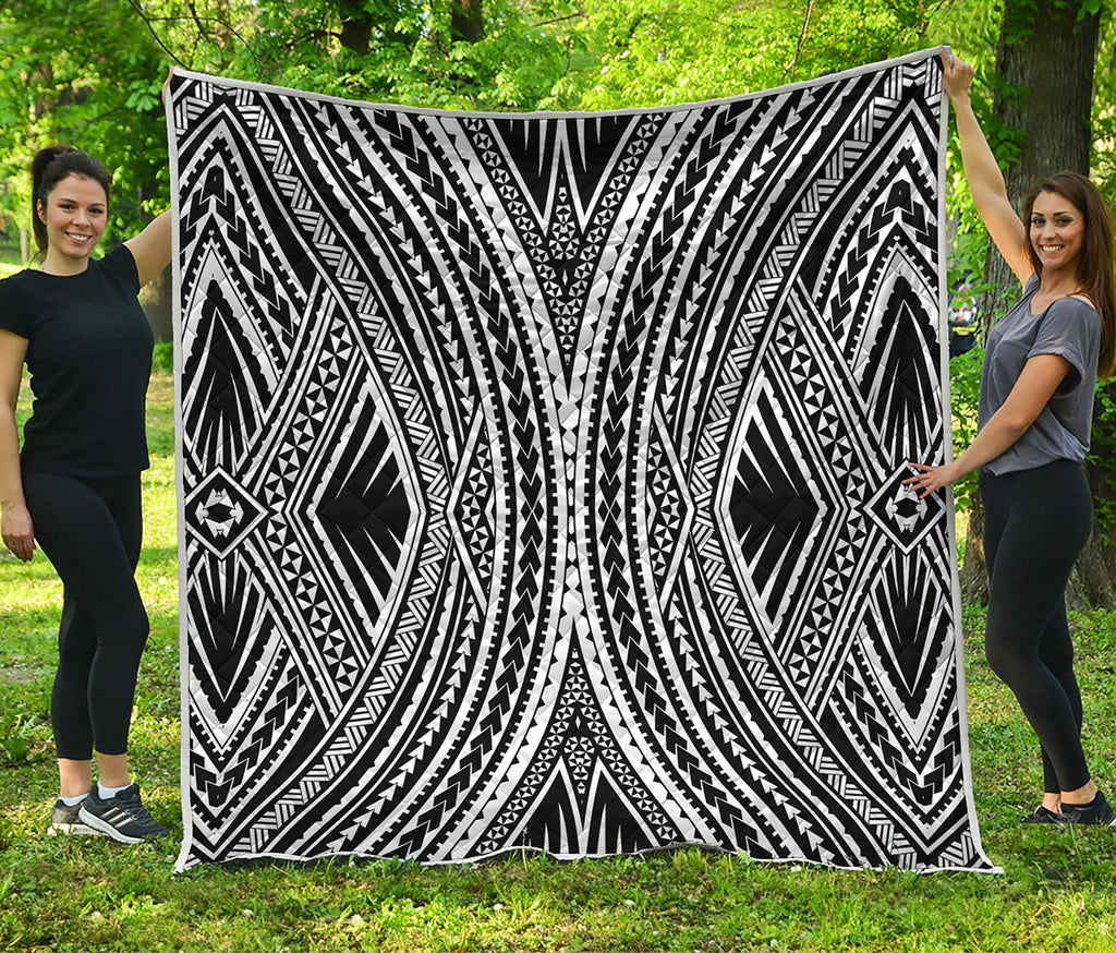 Black And White Maori Tattoo Print Quilt