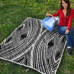 Black And White Maori Tattoo Print Quilt